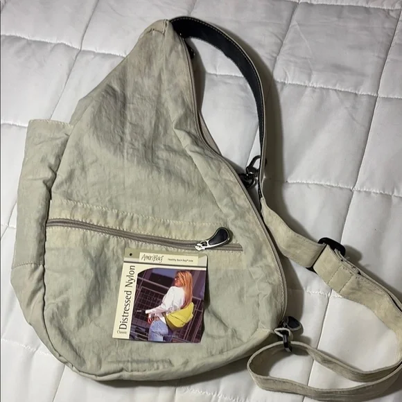 AMERIBAG 17" DISTRESSED NYLON HEALTHY BACK BAG TOTER (SMALL) CROSSBODY SLINGBAG - Picture 12 of 15